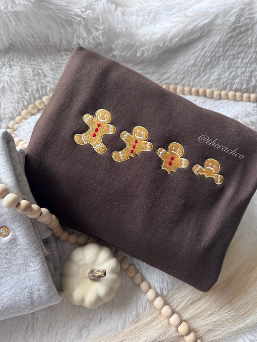 Dark Brown Embroidered Gingerbread Sweatshirt