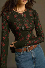 Floral Long Sleeve T-Shirt: BEIGE / M