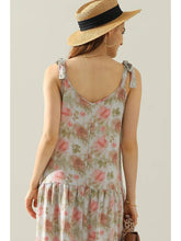 Mauve Floral Strap Tie Sleeveless Dress