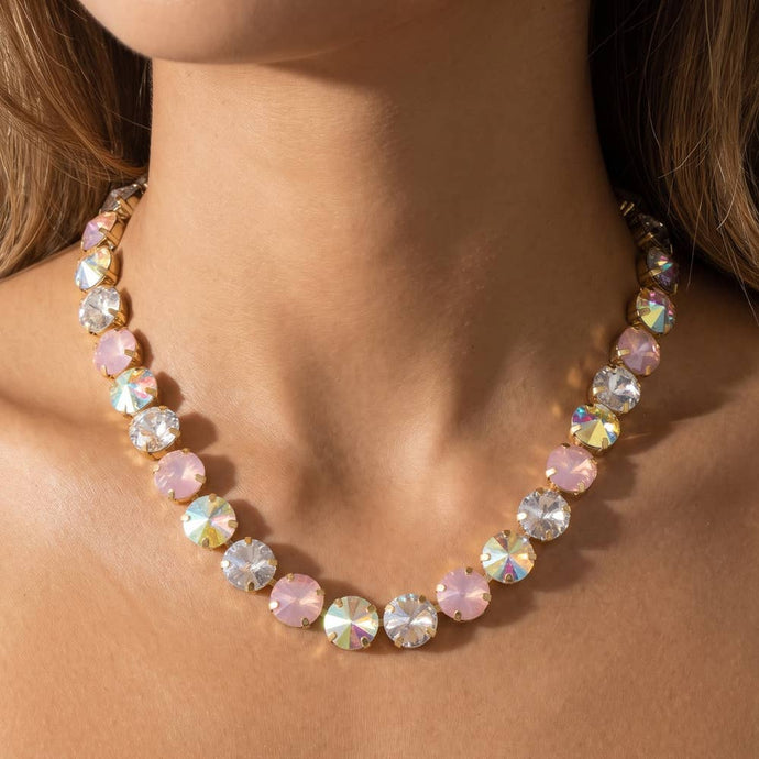 Multi Iridescent Pastel Crystal Collar Necklace