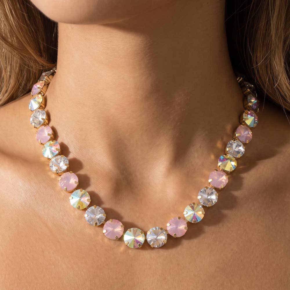 Multi Iridescent Pastel Crystal Collar Necklace