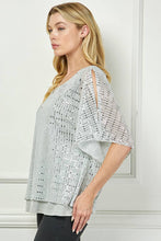 Silver Moonlight Hologram Sequin Layered Poncho Blouse