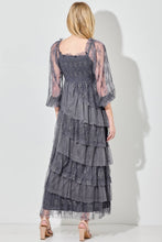 Slate Blue Lace Tiered Maxi Dress