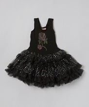 Kids Black Rose Sparkly Petti Dress