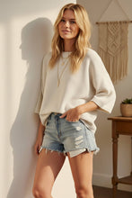 Off White Short Sleeve Relaxed Sweater Top