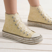 White Shimmer High Top Sneakers