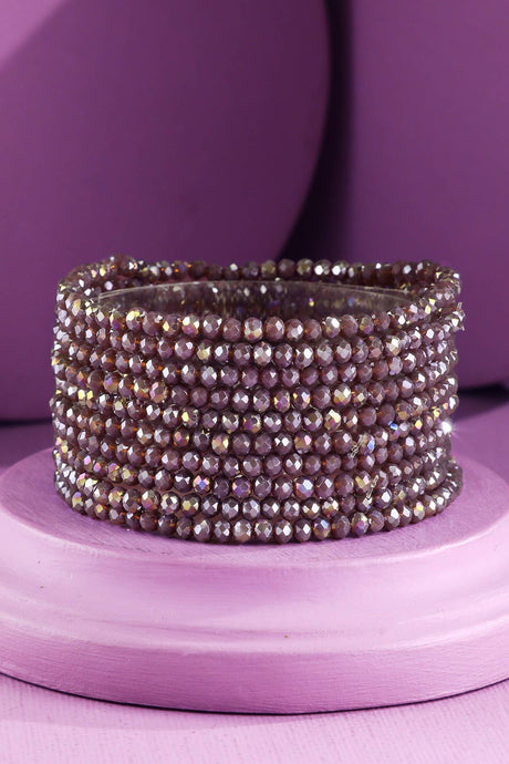 Purple 10 Piece Beaded Stackable Boho Bracelet
