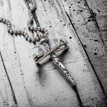 Rustic Nail Cross Necklace on Ball Chain