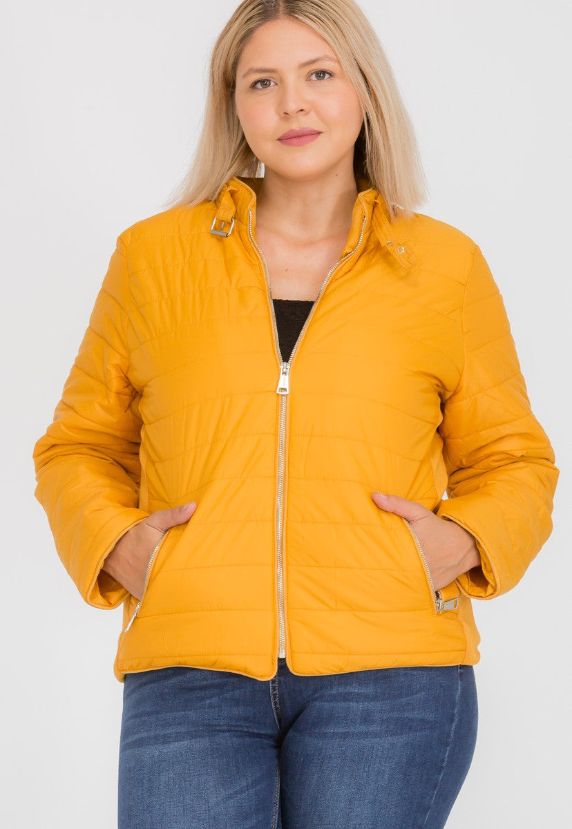 Mustard Plus Puffer Faux Fur Inside Short Jacket 1 31 24 7972