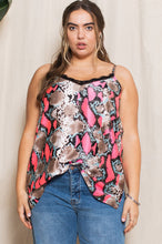 Neon Pink Multi Color Python Satin Woven Oddi Tank Top 9/28/23 7132