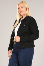 Black Plus Cropped Denim Button Down Jacket 10/24/23 7234