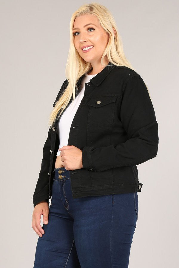 Plus Size Black Denim Jacket