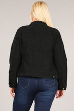 Black Plus Cropped Denim Button Down Jacket 10/24/23 7234