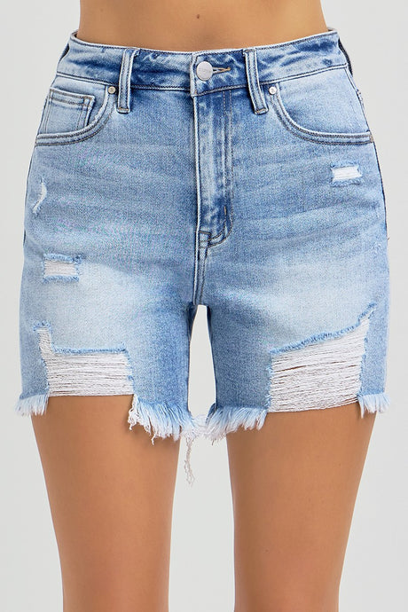 Light High Rise Mid Thigh Distressed Risen Shorts 5/13/25 9887