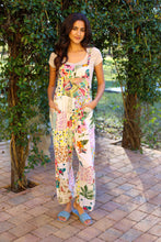 White Floral Umbrella Overalls in Upcycled Patchwork