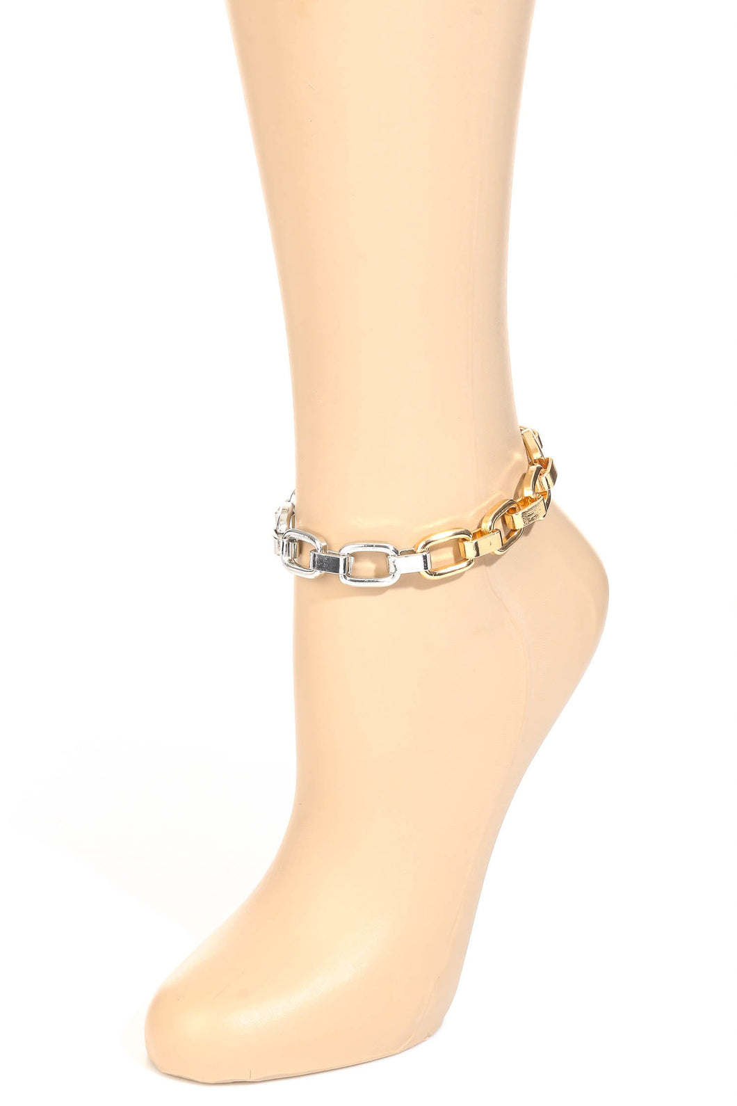 Gold Silver Two Tone Large Square Chain Anklet 11/1/23 7475