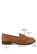 Tan Sheboss Buckle Detail Loafers