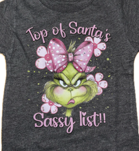 Kids Top of Santa's Sassy List Rhinestone Graphic Tee
