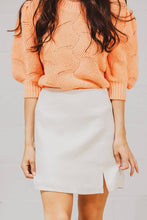 Cream Minimalist Chic Mini Skirt with Front Slit