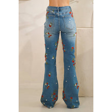 Denim Washed Strawberry Embroidered Oli+Hali Pants