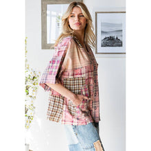 Pink Washed Plaid Mix Button Down Oli+Hali Hoodie