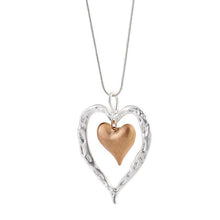 Silver Double Heart Pendant Alloy Necklace