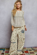 Natural Round neck long sleeve crochet loop patterns regular fit POL top