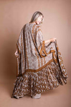 Paisley Free Flow Longline Kimono: Brown