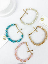 Lavender Hammered Cross Crystal Mix Beads Bracelet