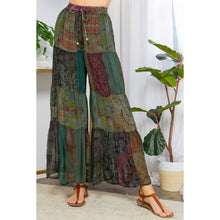 Retro Revival: Long Flared Patchwork Pants: Grey