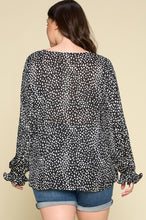Black Jacquard Textured Long Pleated Sleeve Woven Oddi Blouse 9/28/23 7135