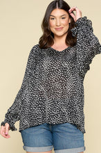 Black Jacquard Textured Long Pleated Sleeve Woven Oddi Blouse 9/28/23 7135