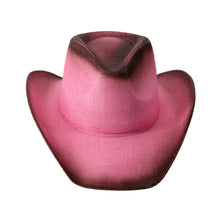 Pink western hat with brown edge