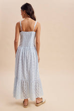 Blue Aura Button Down Eyelet Maxi Dress