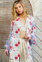 White Lilac Multi Oversize long sleeve print woven button down POL shirt