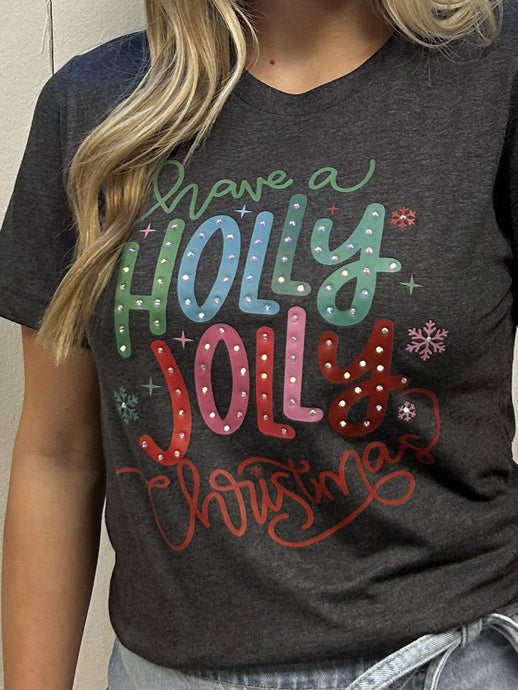 Have a Holly Jolly Christmas Rhinestone Graphic Tee