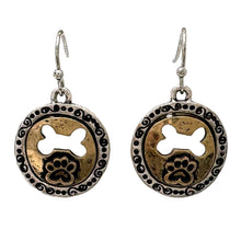 Silver Dog Bone Cutout Paw Earrings: