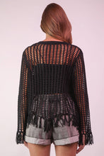 Black Oversized Net Summer Crochet Knit Sweater Top