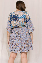 Slate Blue Floral V Neck Oddi Mini Dress 9/28/23 7129