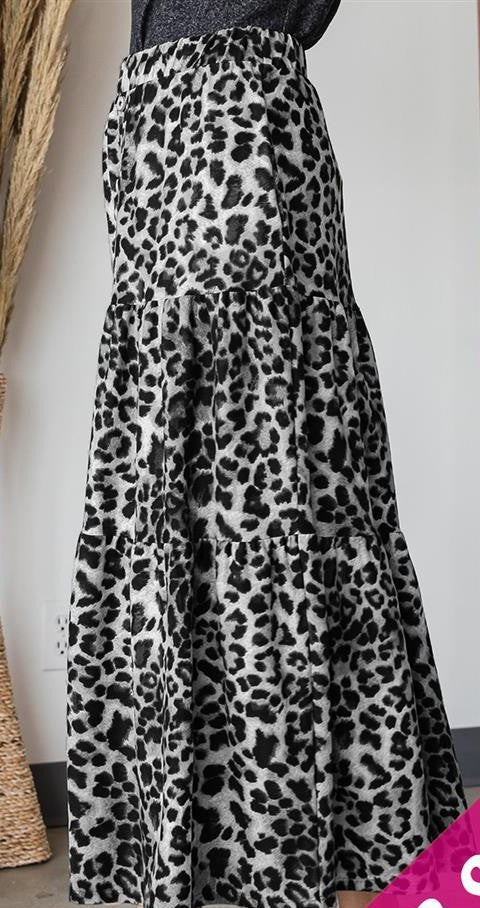 Grey Leopard Maxi Skirt 10/27/23 7360