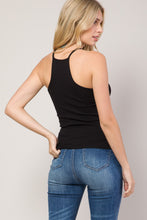 Black Halter Neck Ribbed Tank Top 10/23/23 7219