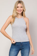 Light Grey Halter Neck Ribbed Tank Top 10/23/23 7220