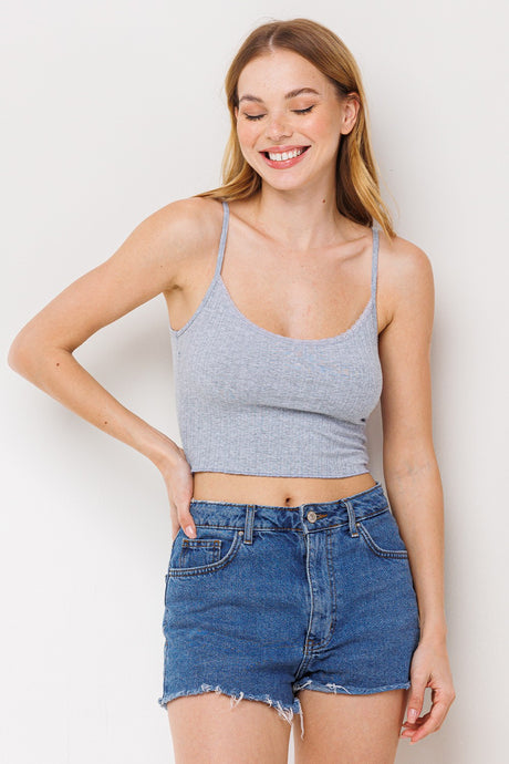 Grey Rib Cropped Tank Top 3/29/24 8395