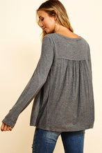 Charcoal Ruched V Neck Top 10/6/23 7162