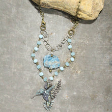 Zip & Zoom Hummingbird Bling Shades Of Light Blue Layered Necklace