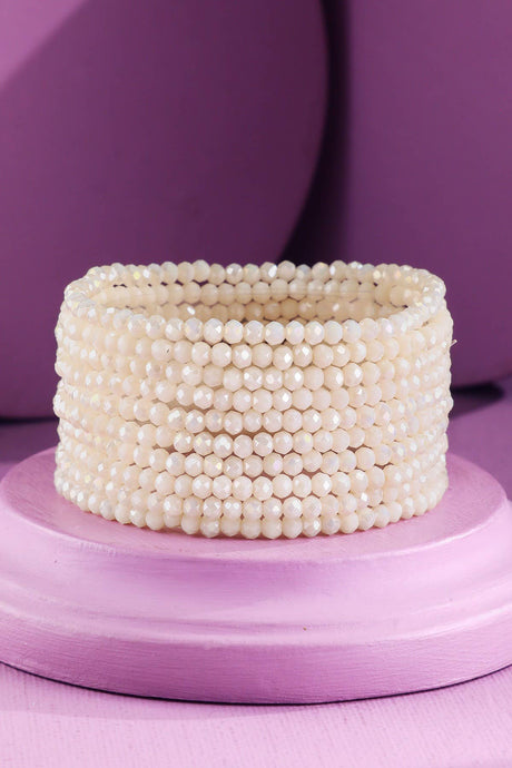 Ivory 10 Piece Beaded Stackable Boho Bracelet