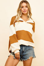 Camel Spread Collar Neck Color Block Pullover 9/13/23 7042