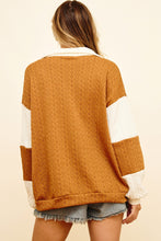 Camel Spread Collar Neck Color Block Pullover 9/13/23 7042