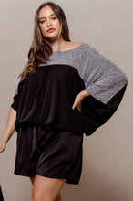 Black Color Block Glitter Knit Oddi Top 9/28/23 7134