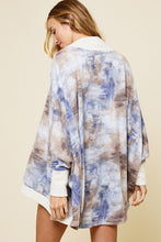 Mocha Blue Long Sleeve Shawl Collar Tie Dye Cardigan 9/13/23 7040